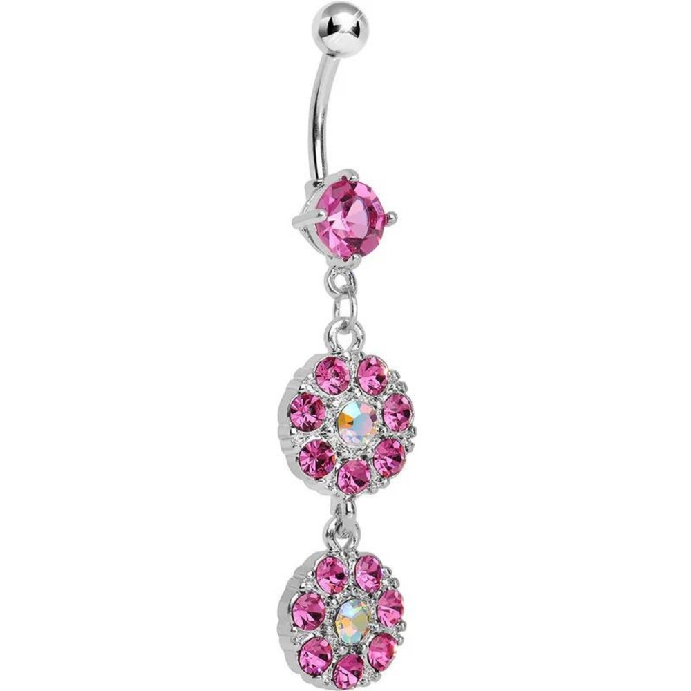 nwt body candy round pink 14G silver summer vacation belly ring